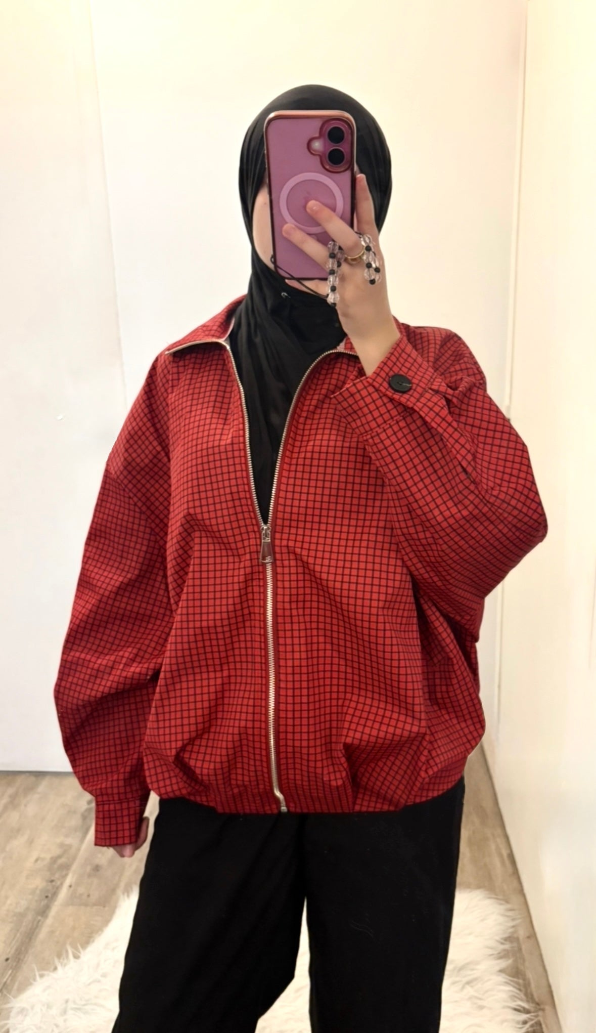 Veste à carreaux rouge