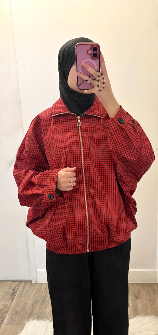 Veste à carreaux rouge