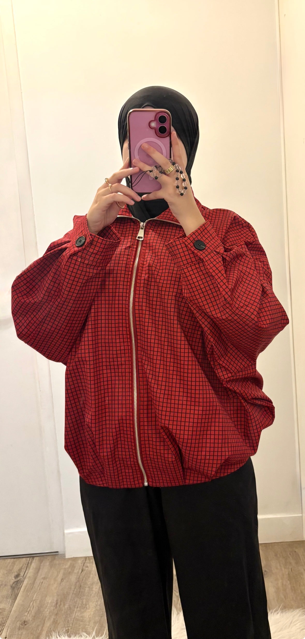 Veste à carreaux rouge